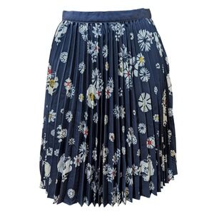 Jason Wu for Target Navy‎ Blue Floral Pleated Midi Skirt Daisy Print Size 8